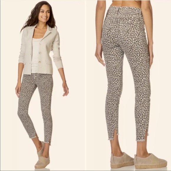 CURRENT/ELLIOTT Super Highwaist Stiletto Crop Leopard Print w/Slit Step Hem 27 - Picture 2 of 14